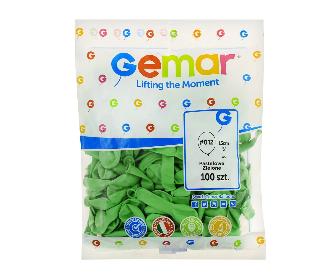 Balony Gemar 5", pastel zielone, 100szt.