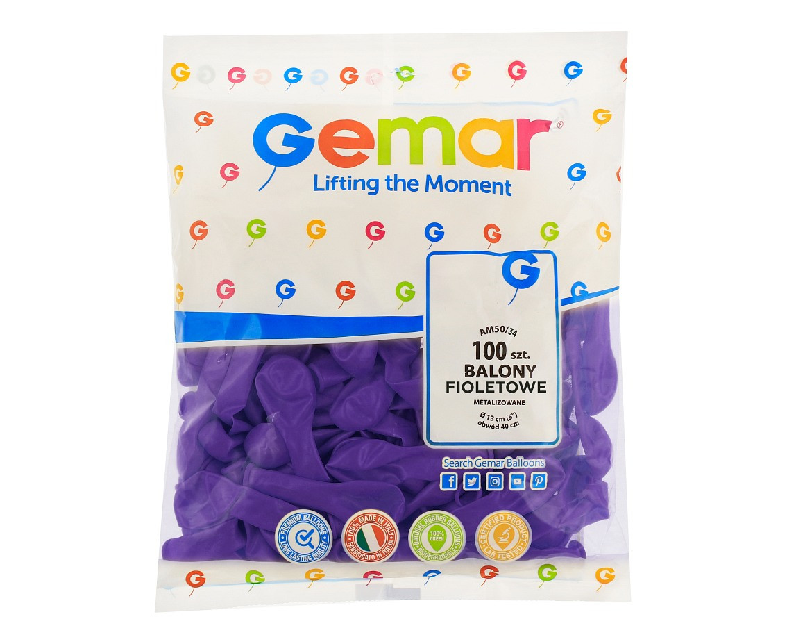 Balony Gemar 5", metalik fioletowe, 100szt. KK