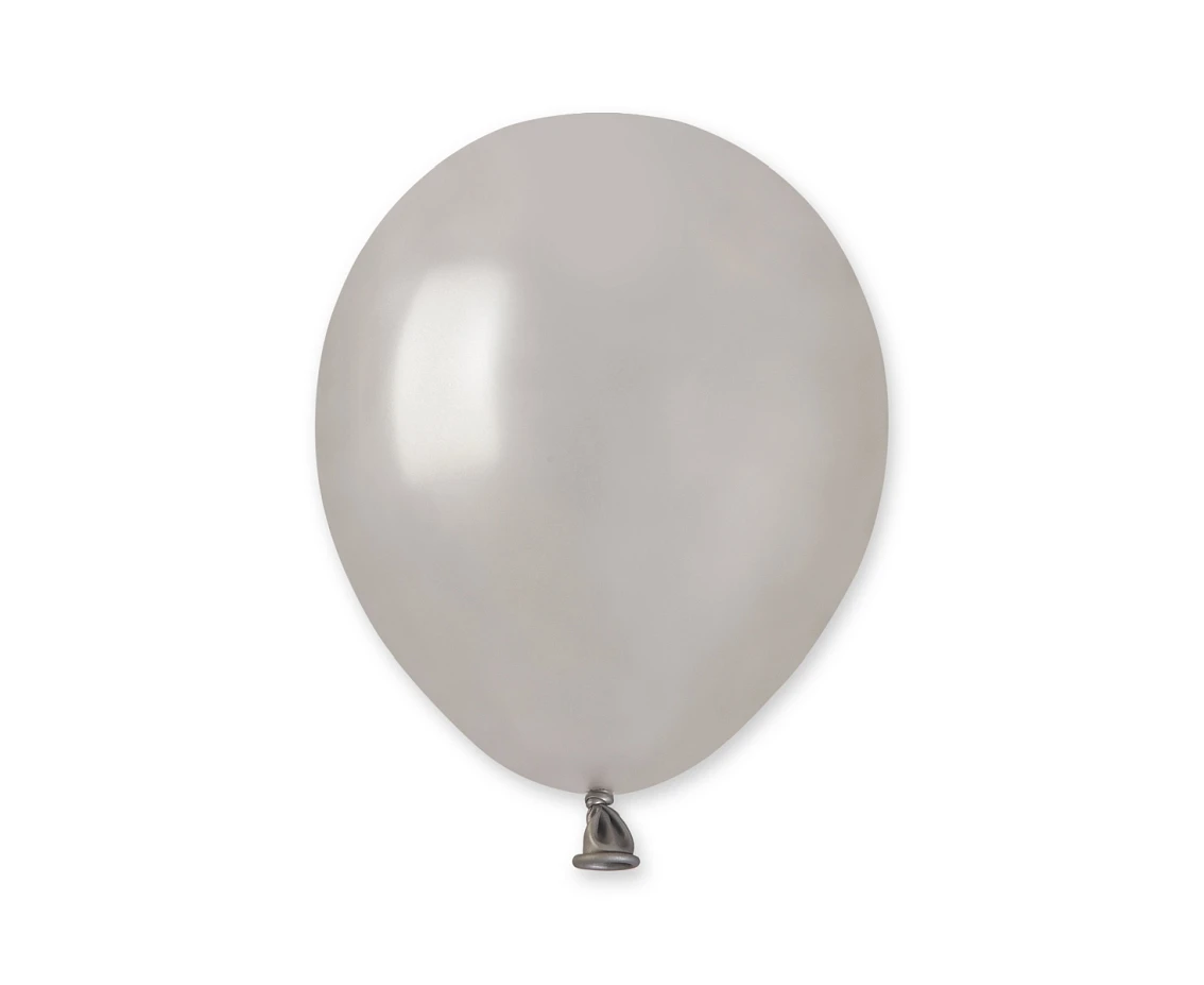 Balony Gemar 5", metalik srebrne, 100szt.