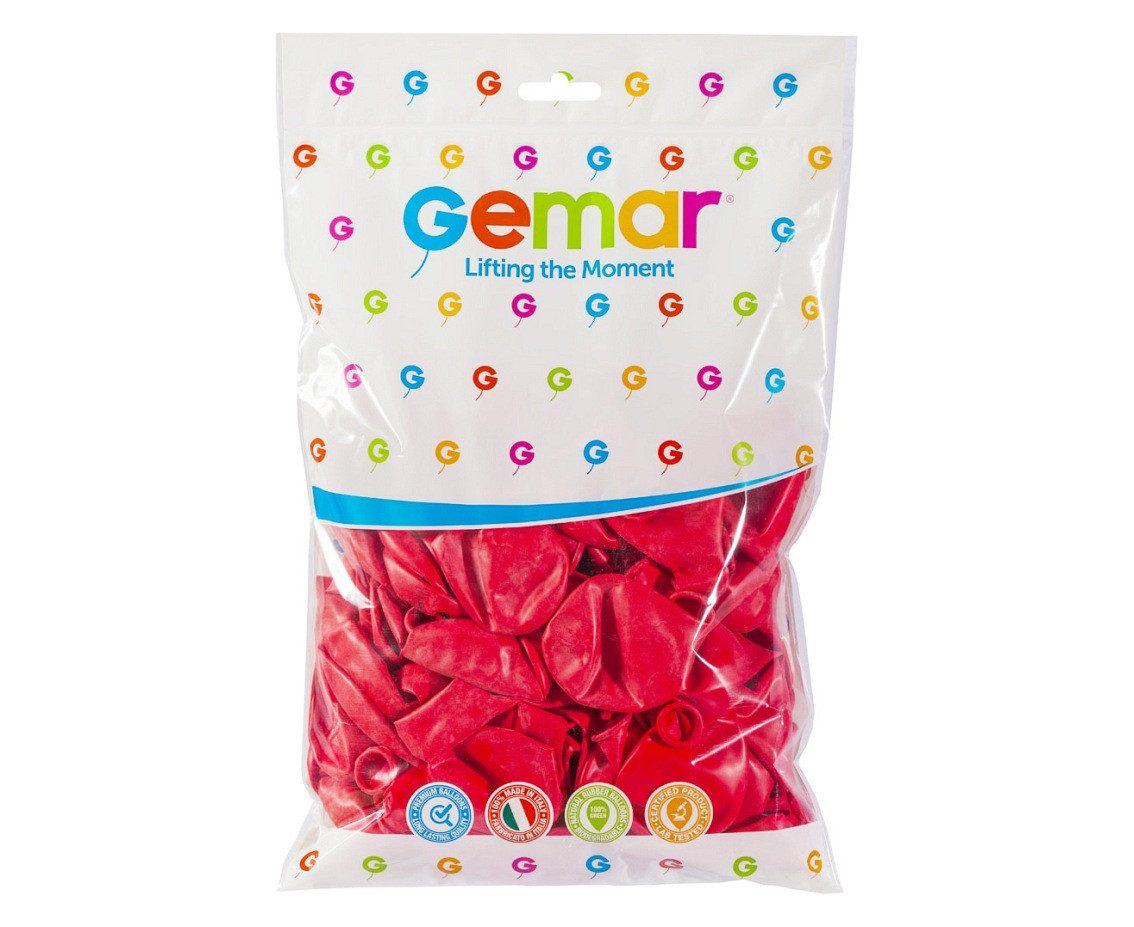 Balony Gemar 10", pastel czerwone, 100szt.