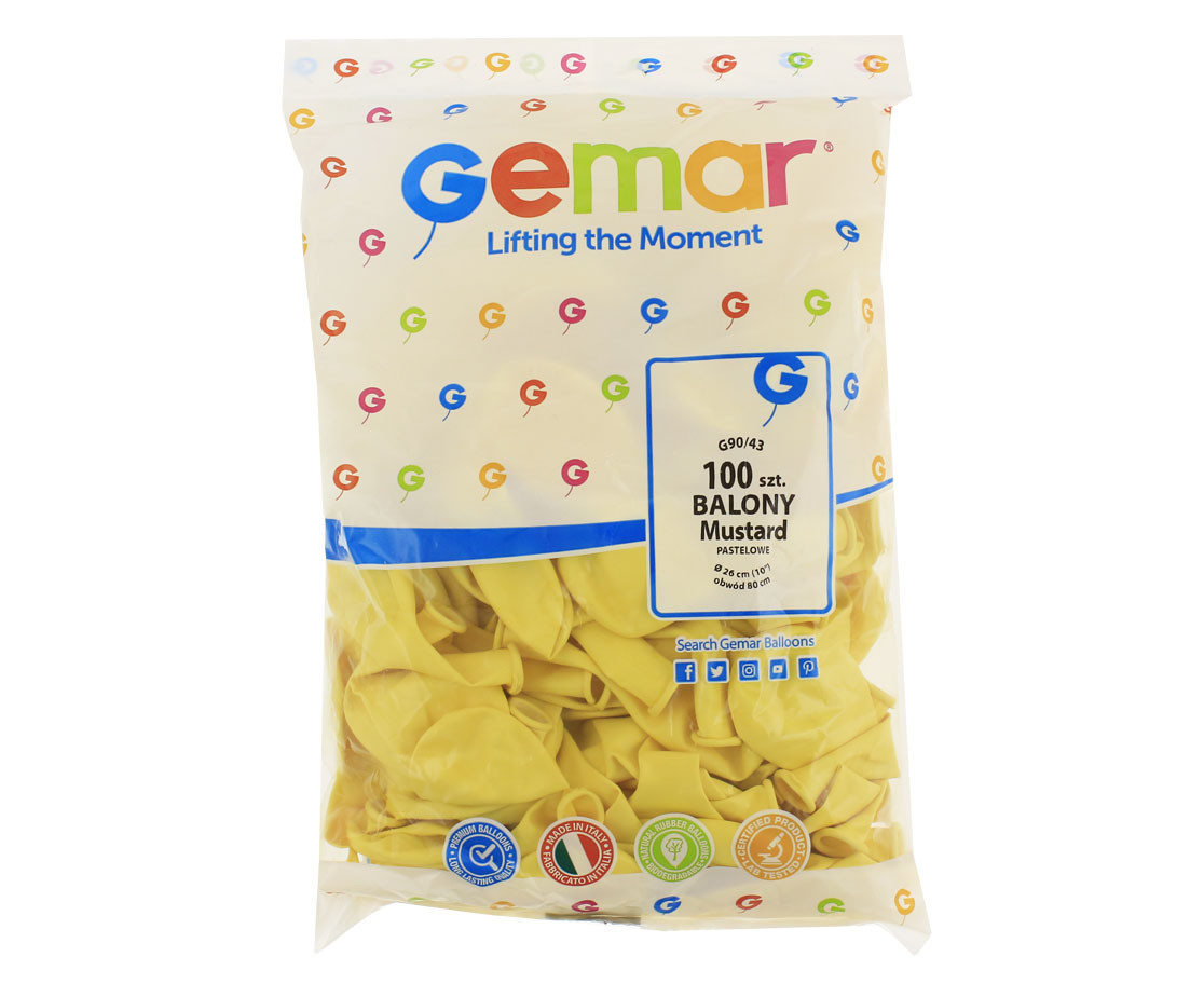 Balony Gemar 10", pastel mostarda macaron, 100szt.