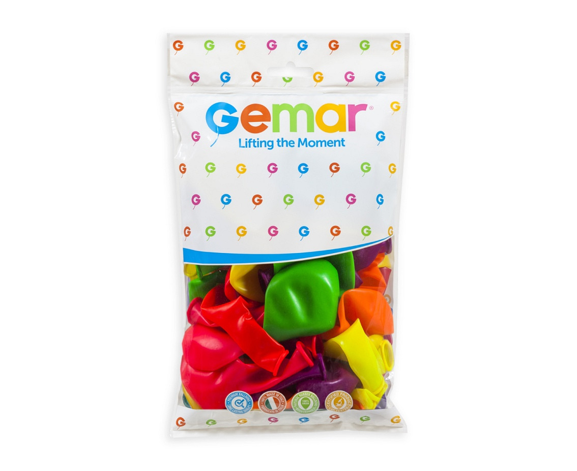 Balloons Gemar 10", pastel fluor mix, 100pcs
