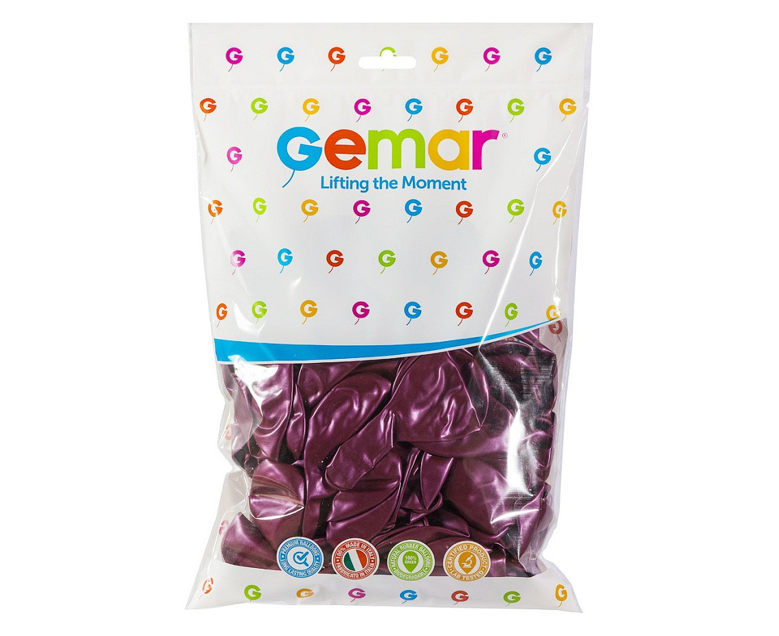 Balony Gemar 10", metalik bordowe, 100szt.