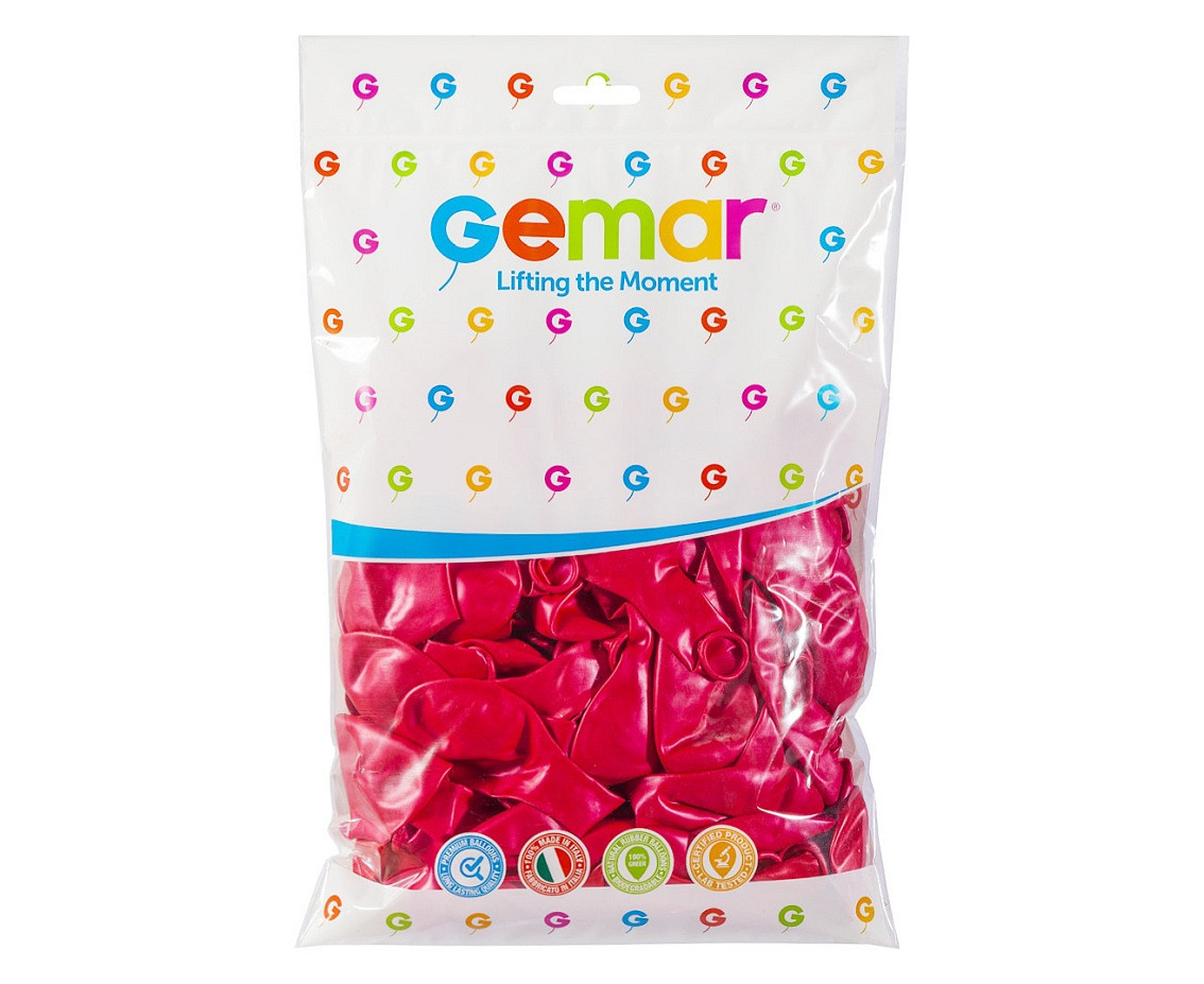 Balony Gemar 10", metalik czerwone, 100szt.