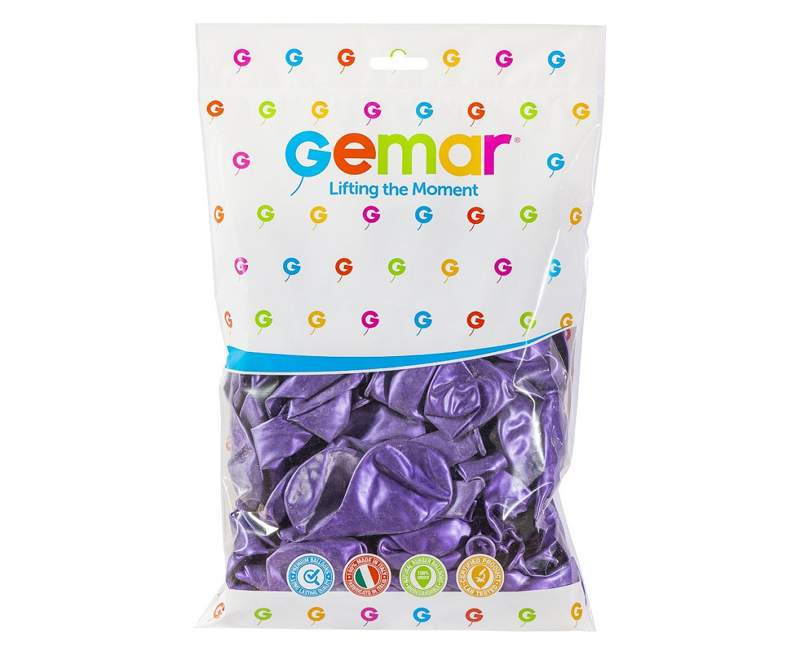 Balony Gemar 10", metalik fioletowe, 100szt.