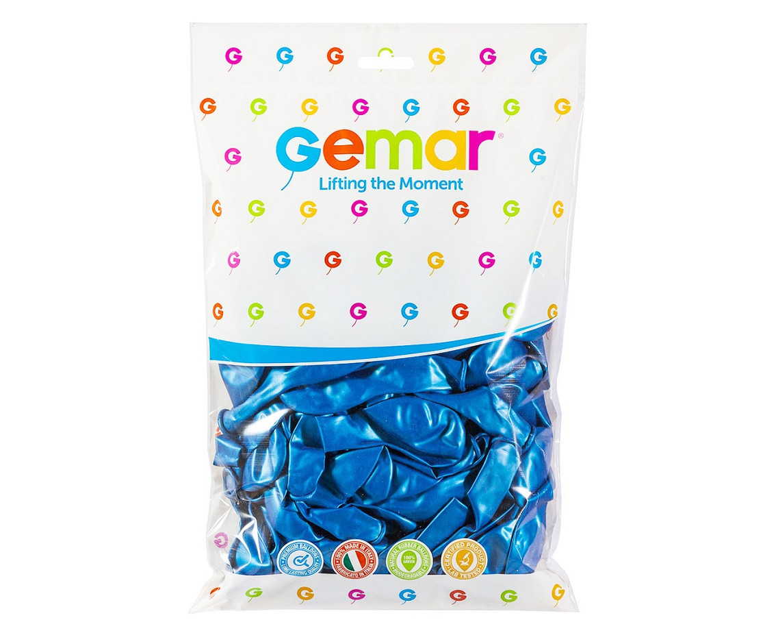 Balony Gemar 10", metalik oceaniczne niebieskie, 100szt.