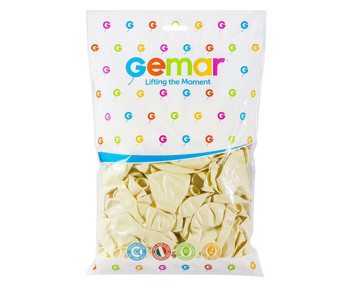 Balony Gemar 10", metalik kość słoniowa, 100szt.