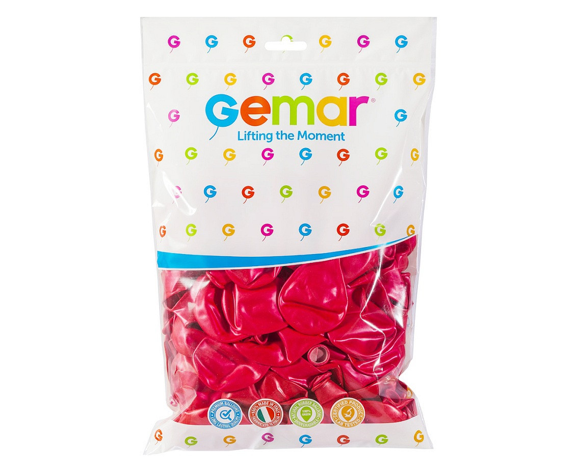Balony Gemar 10", metalik wiśniowe, 100szt.