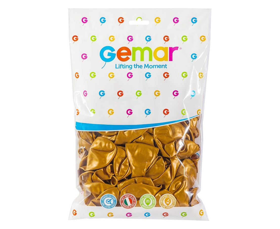 Balony Gemar 10", metalik złote, 100szt.