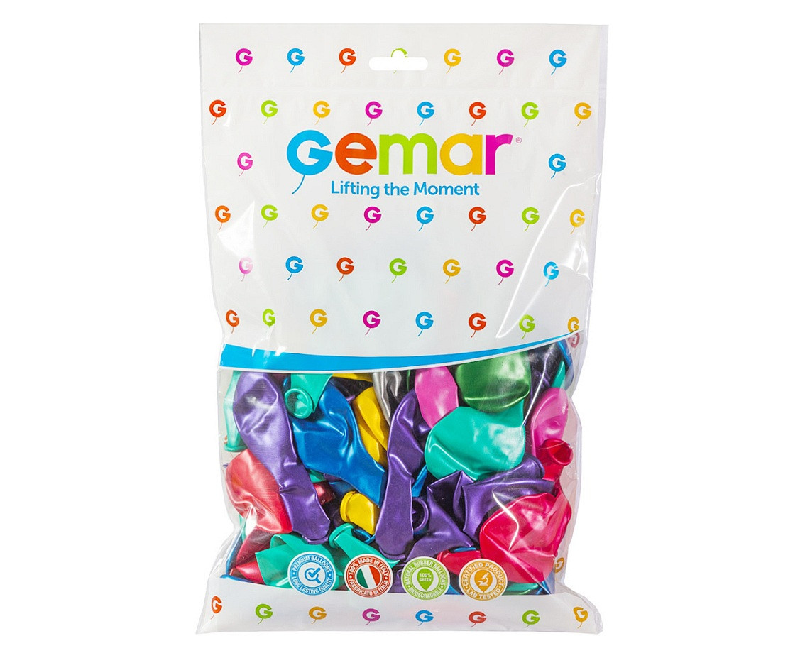 Balony Gemar 12", metalik mix, 100szt.
