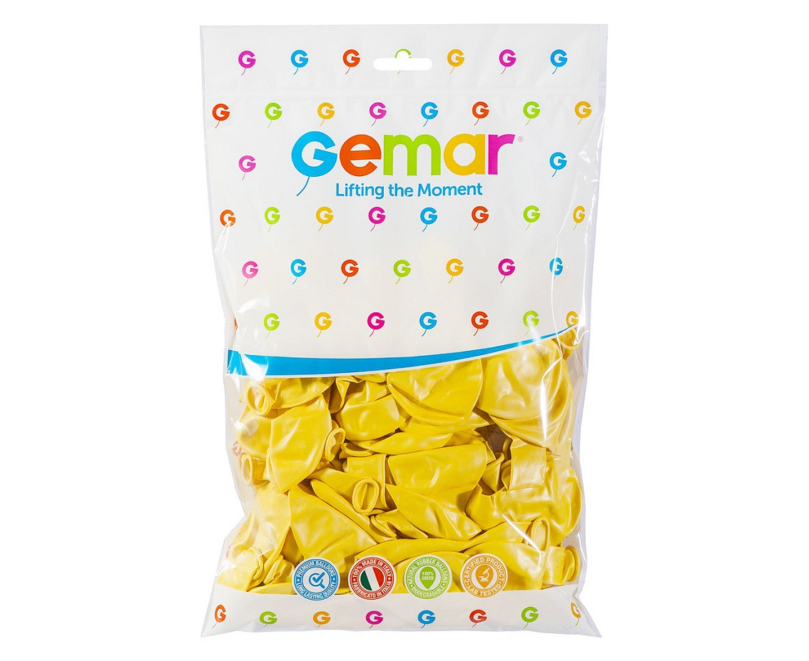 Balony Gemar 12", metalik mostarda, 100szt. KK