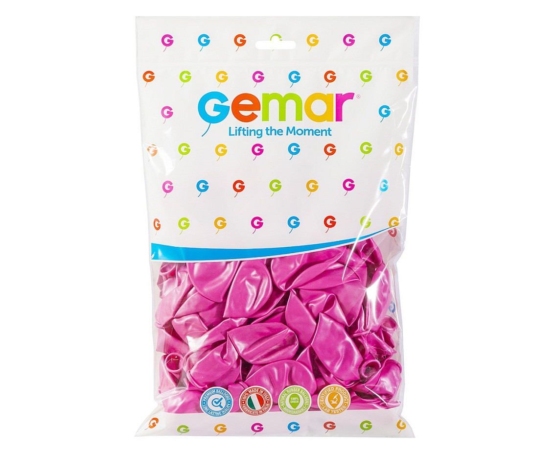 Balony Gemar 12", metalik różowe, 100szt.