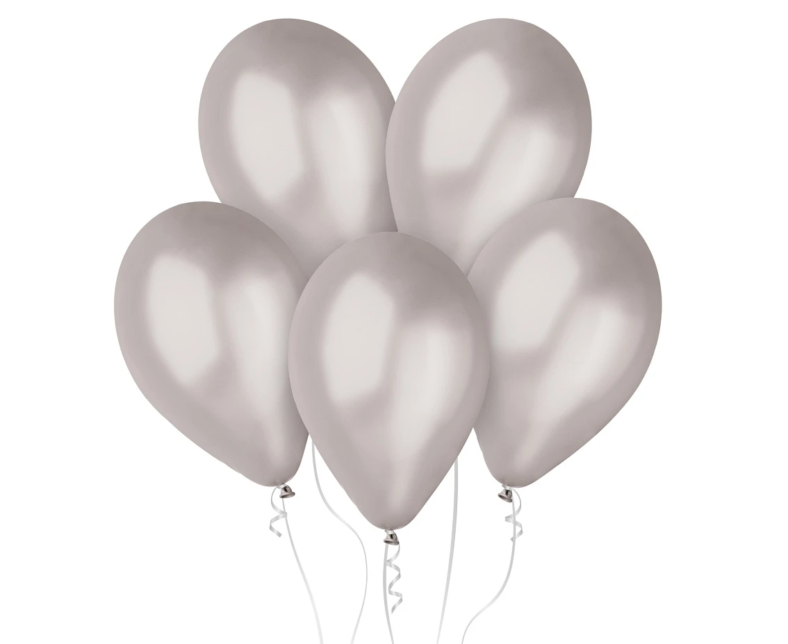 Balony Gemar 12", metalik srebrne, 100szt.