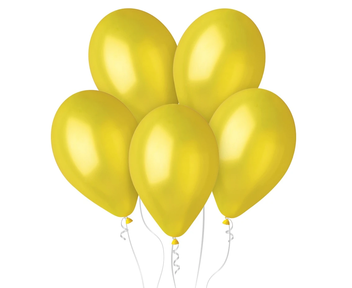 Balony Gemar 12", metalik żółte, 100szt.
