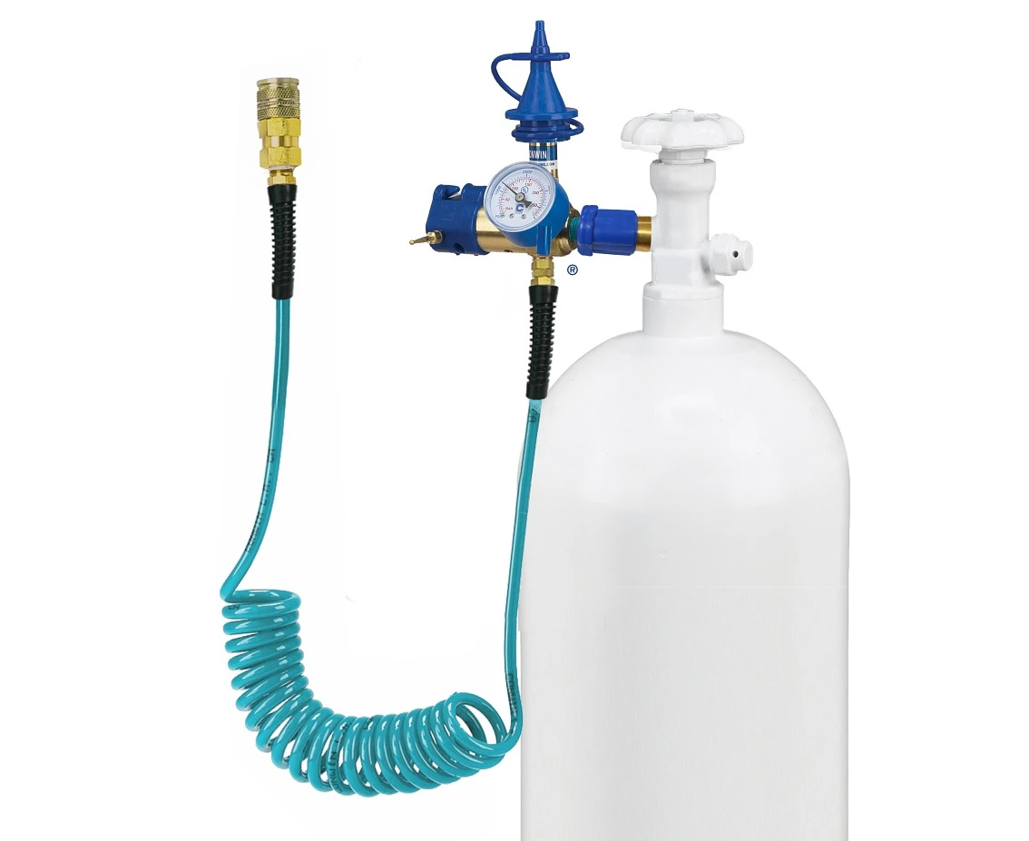 10ft Extension Hose Inflator with Push valve, gauge, ribbon cutter