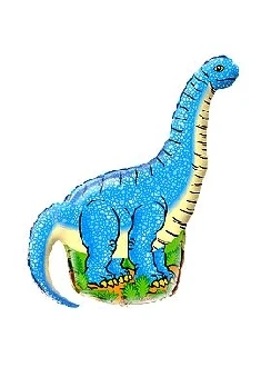 Foil balloon 14" FX - Dinosaur - Diplodocus (blue), unpacked (flat) EOL