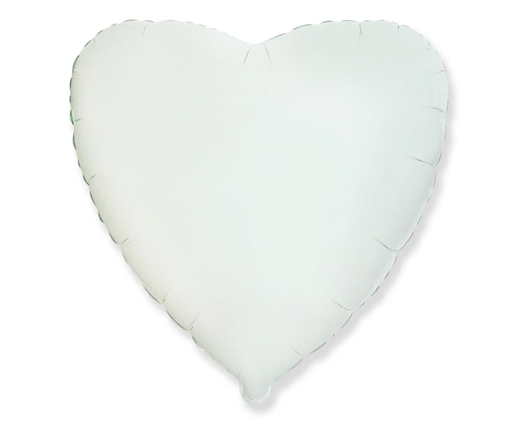 Foil balloon 18" FX - Heart (white),  unpacked (flat)