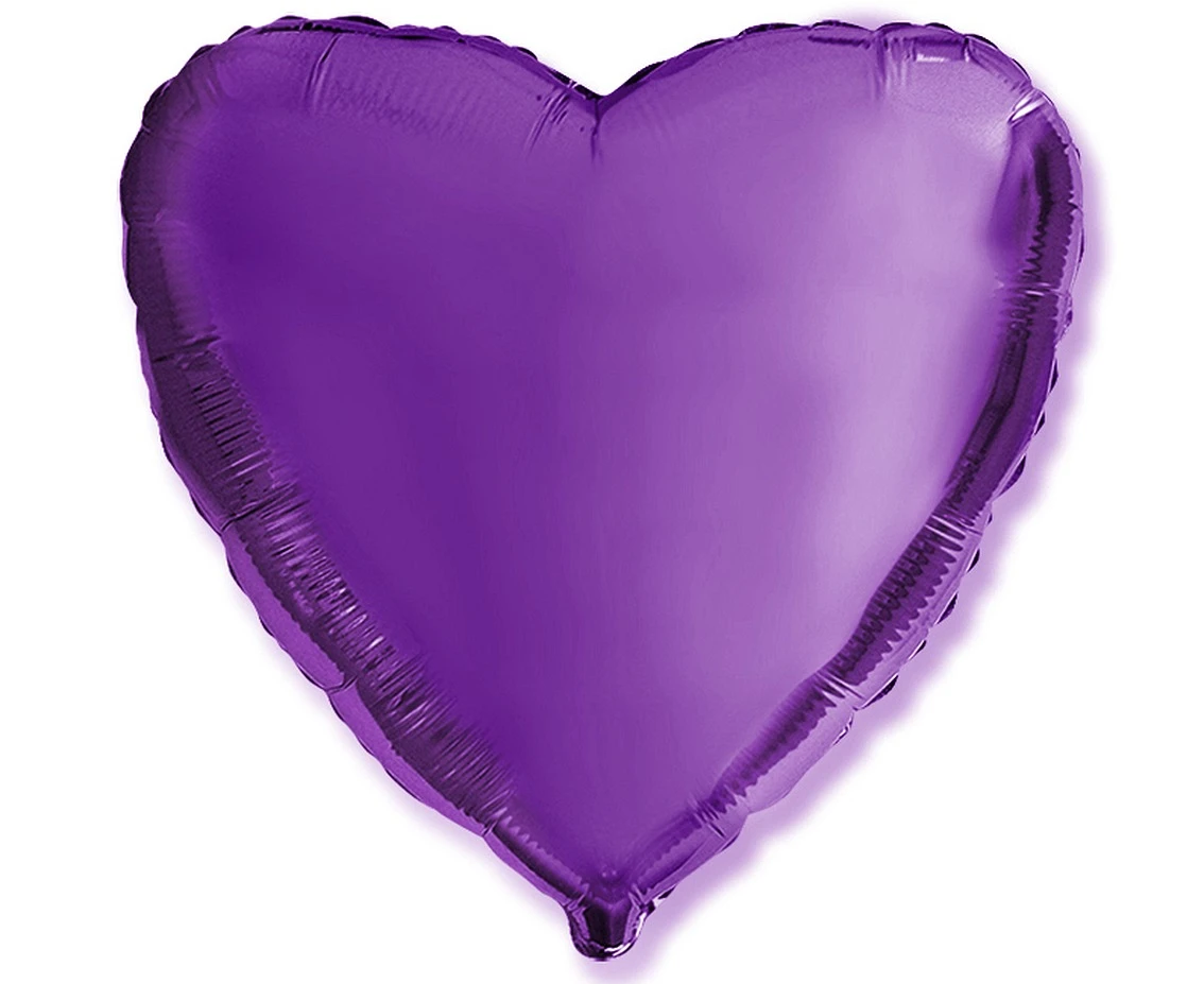 Foil balloon 18" FX - Heart (purple),  unpacked (flat)