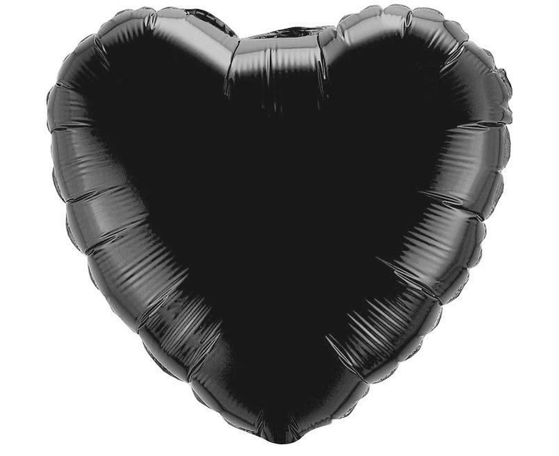 Foil balloon 18" FX - Heart (black),  unpacked (flat)
