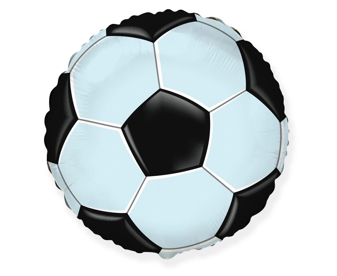 Foil balloon 18" FX - Football - black ball (round),  unpacked (flat)