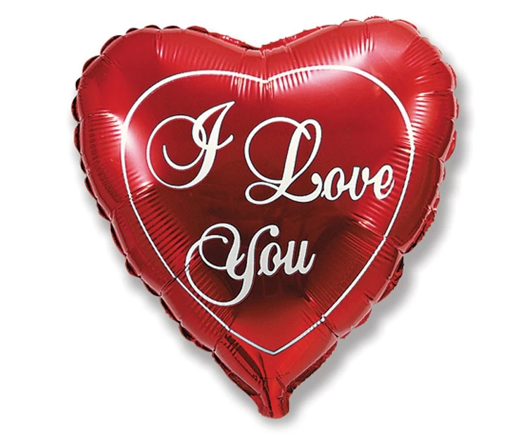 Foil balloon 18" FX - I Love You - red,  unpacked (flat)