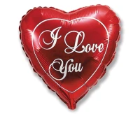 Foil balloon 18" FX - I Love You - red,  unpacked (flat)
