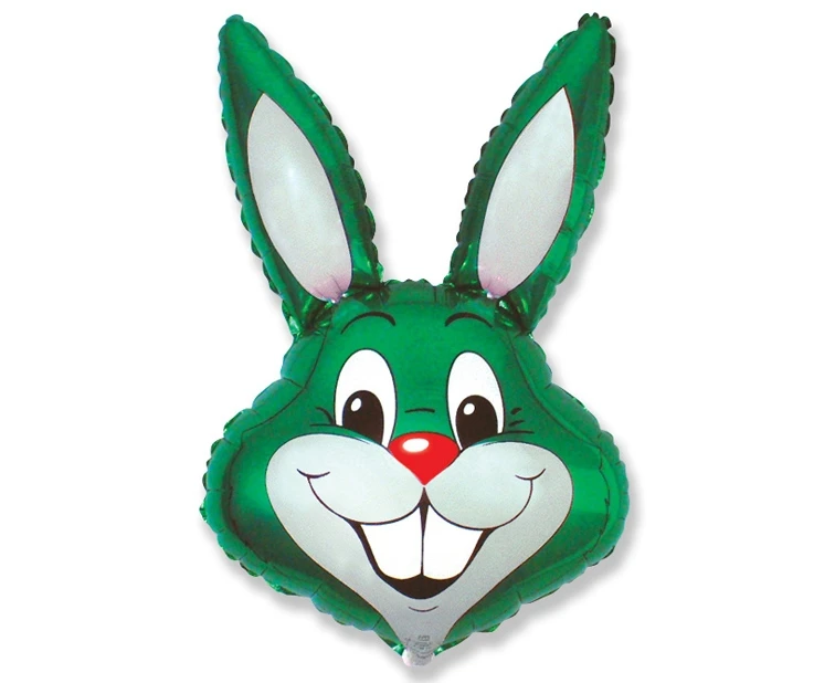 Foil balloon 24" FX - Rabbit (green),  unpacked (flat)