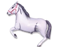 Foil balloon 24" FX - Horses galloping (white),  unpacked (flat)