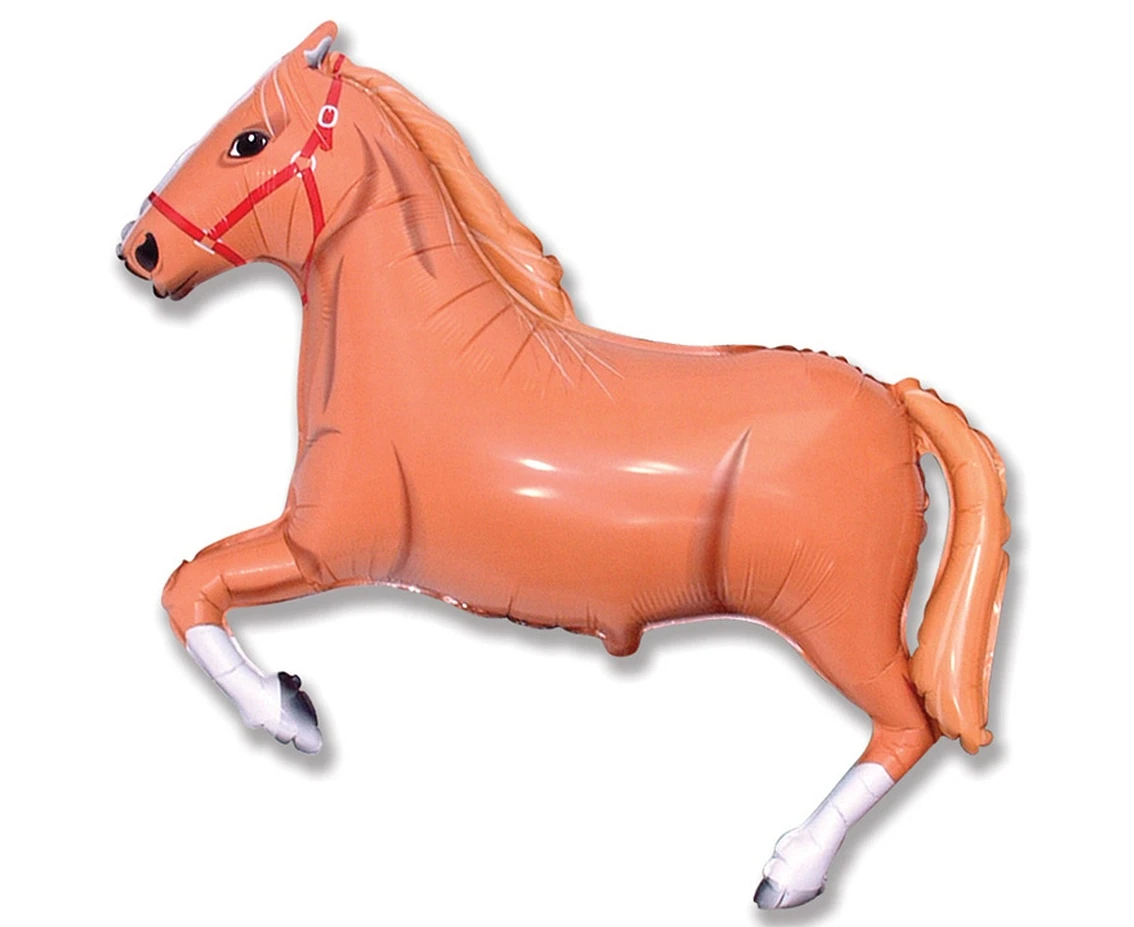Foil balloon 24" FX - Horses galloping (brown),  unpacked (flat)