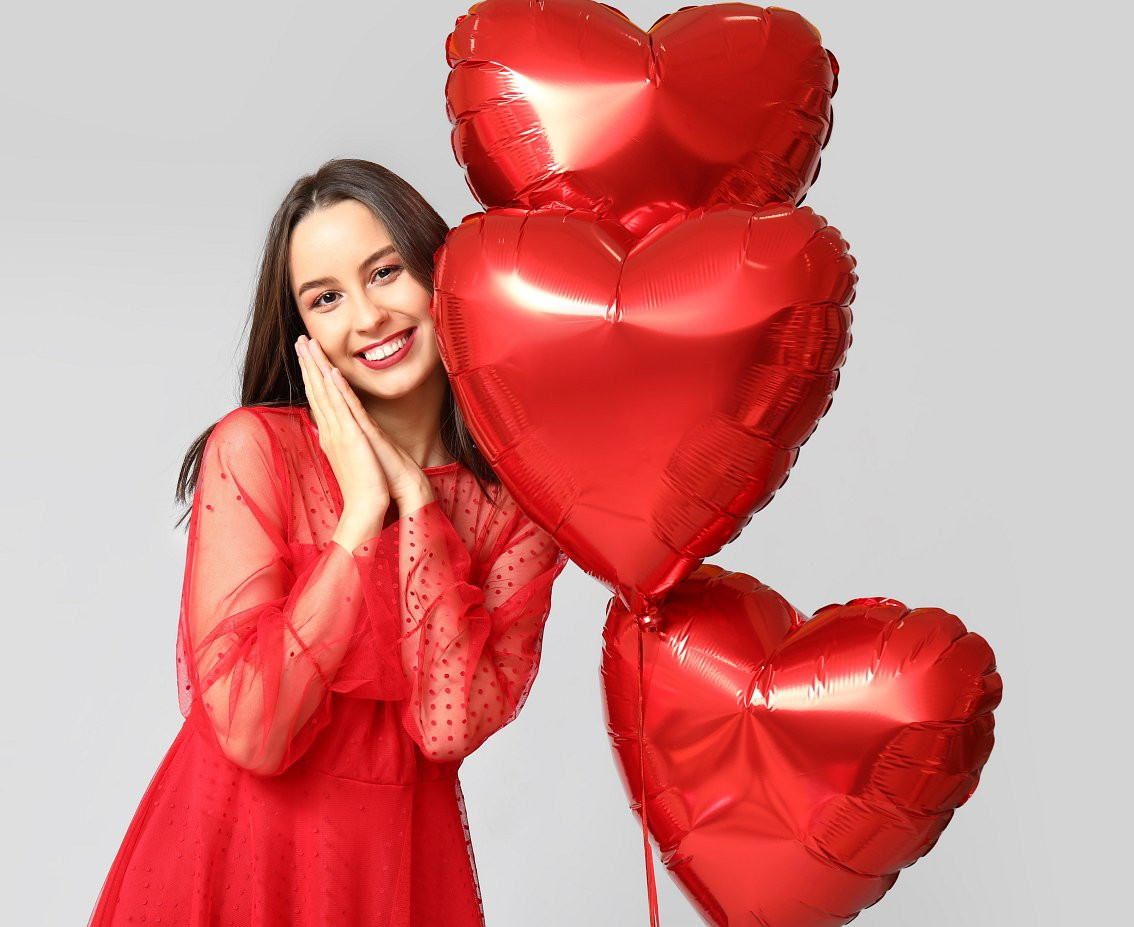 JUMBO FX foil balloon - Heart (red),  unpacked (flat)