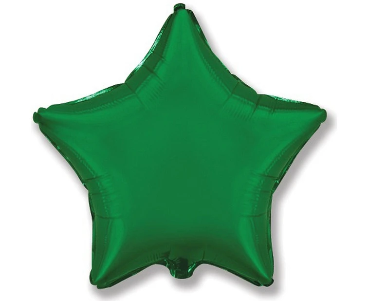 Foil balloon 18" FX - Star (green),  unpacked (flat)