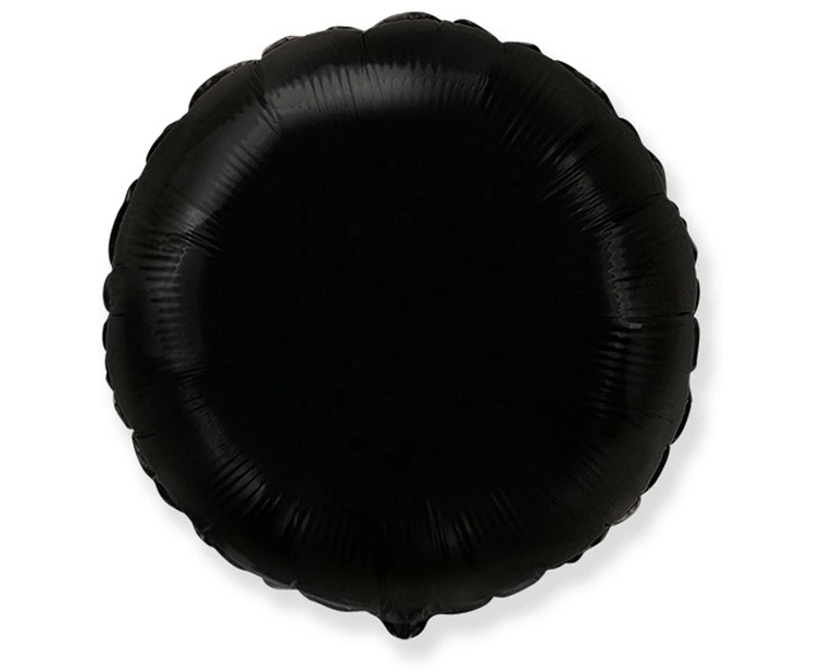 Foil balloon 18" FX - Round (black),  unpacked (flat)