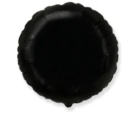Foil balloon 18" FX - Round (black),  unpacked (flat)