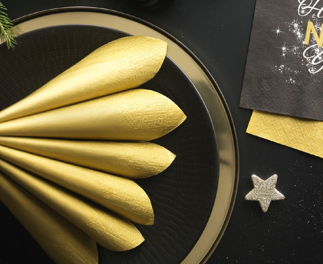 PAW paper napkins, gold, 33 x 33 cm / 20 pcs.