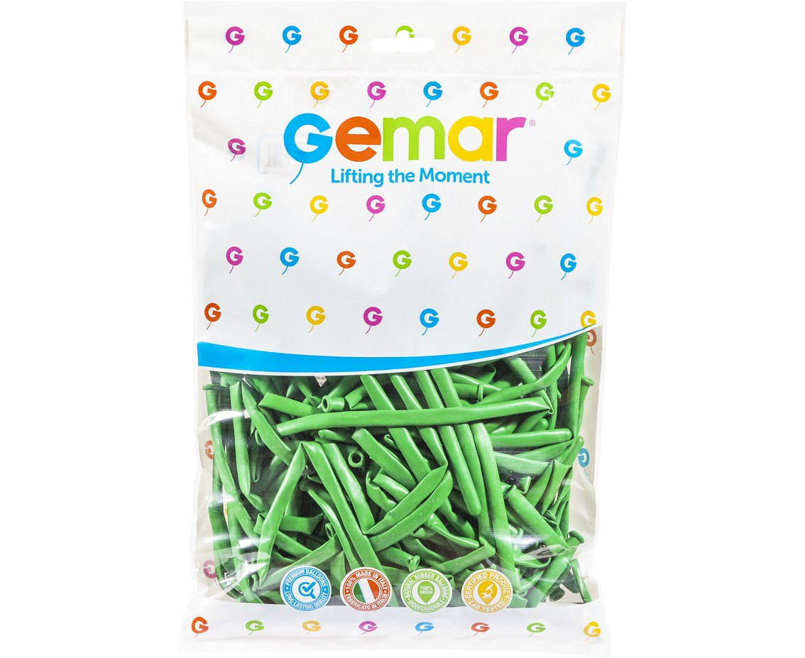 Balloons Gemar, modelling balloon, green, 100pcs