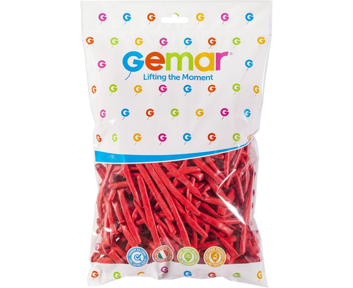 Balony Gemar, rurki włoskie ciemnoczerwone, 100szt.