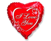 Foil balloon 18" FX - I love you - red, nice,  unpacked (flat)