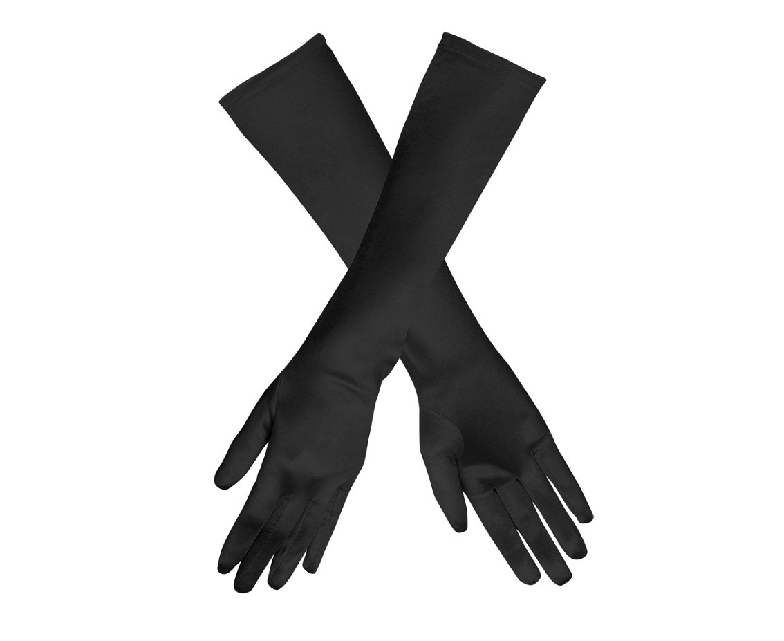 Satin Party gloves, 40 cm, black