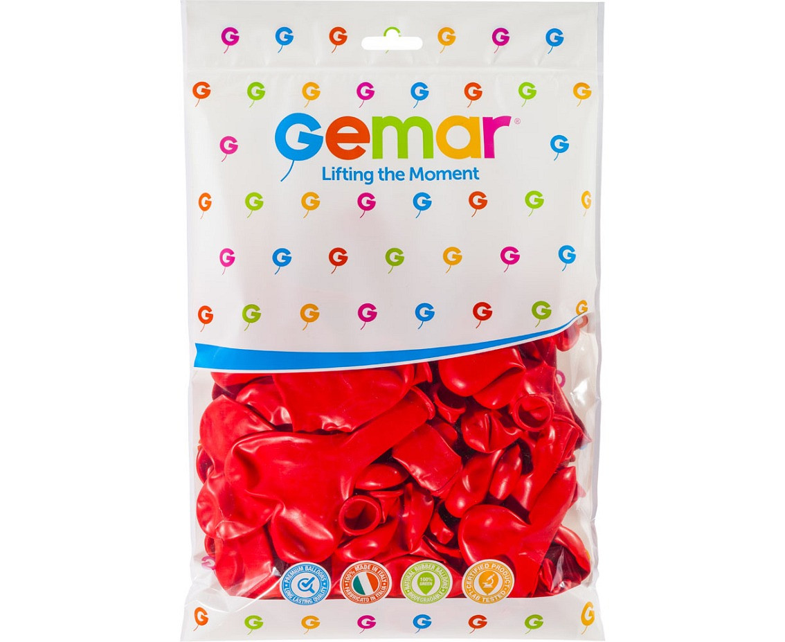 Balony Gemar 10", CR pastel serca ciemnoczerwone, 50szt.