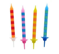 Birthday candles with stripes, 24/12, 4 colours, 6.3 cm EOL