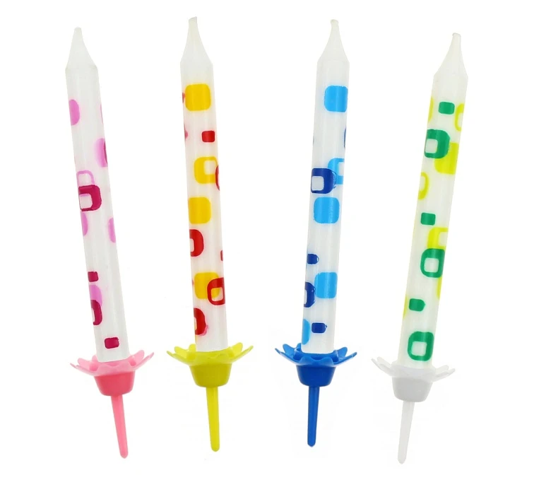 Birthday candles, white with overprint, 12/12; 6.3 cm EOL