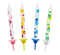 Birthday candles, white with overprint, 12/12; 6.3 cm EOL