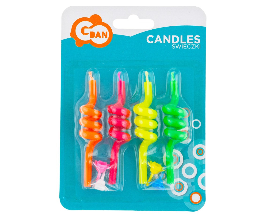 Birthday candles, spiral shape, 4/4 EOL