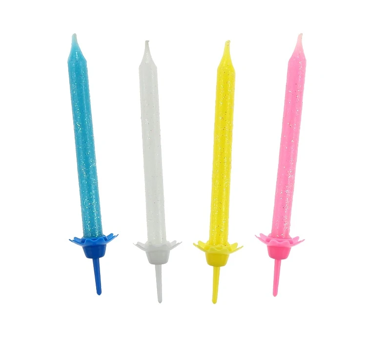 Glitter Birthday candles, 24/12, 4 colours, 6.3 cm EOL