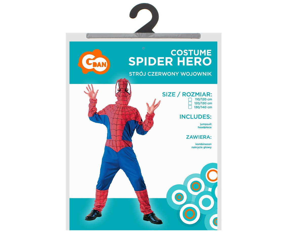 Spider Hero role-play set for kids (jumpsuit, headpiece), size 120/130 cm
