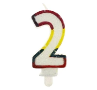 Świeczka cyferka z brokatem "2" KK