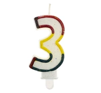 Świeczka cyferka z brokatem "3" KK