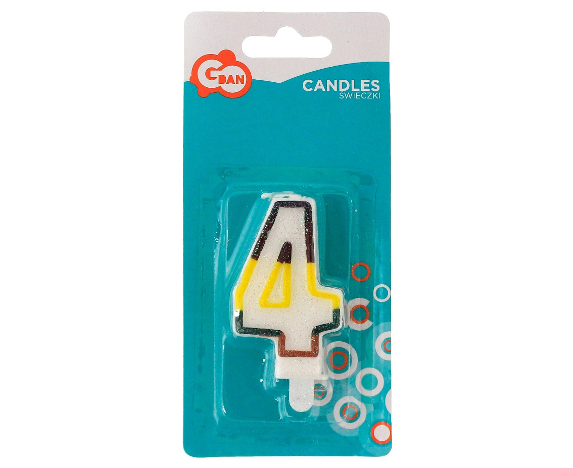 Świeczka cyferka z brokatem "4" KK