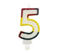 Świeczka cyferka z brokatem "5" KK