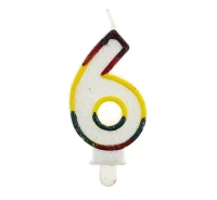 Świeczka cyferka z brokatem "6" KK